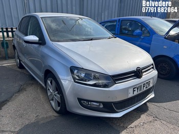 Location: Belvedere - 2011 VOLKSWAGEN POLO SEL 85 5 Door Hatchback REG: FY11PZR, Keys: No, MOT Expiry date: 15/10/2026, 1390 Petrol, 5 Speed Manual Petrol, Former Keepers: 8