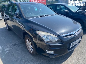 Location: Belvedere - 2009 HYUNDAI I30 COMFORT 5 Door Hatchback REG: EX59ZFB, Keys: No, MOT Expiry date: 21.10.2026, 1396 Petrol, 5 Speed Manual Petrol, Former Keepers: 4