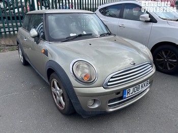 Location: Belvedere - 2008 MINI COOPER D 3 Door Hatchback REG: RJ08KKB, Keys: No, MOT Expiry date: 30/04/2026, 1560 Diesel, 6 Speed Manual Diesel, Former Keepers: 6