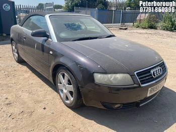 Location: Peterborough - 2005 AUDI A4 T SPORT AUTO Convertible REG: RK55UJY, Keys: No, MOT Expiry date: 23/11/2026, 1781 Petrol, Variable Speed Auto Petrol, Former Keepers: 7