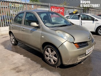 Location: Hayes - 2005 NISSAN MICRA SVE AUTO 5 Door Hatchback REG: DA54VMT, Keys: No, MOT Expiry date: 16/01/2027, 1386 Petrol, 4 Speed Auto Petrol, Former Keepers: 10