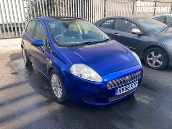 Location: Hayes - 2008 FIAT GRANDE PUNTO ELEGANZA 5 Door Hatchback REG: RV58KTP, Keys: No, MOT Expiry date: 20/02/2026, 1368 Petrol, 5 Speed Manual Petrol, Former Keepers: 2