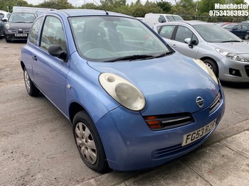 Location: Manchester - 2003 NISSAN MICRA S AUTO 3 Door Hatchback REG: FG53RZM, 1240 Petrol, 4 Speed Auto Petrol, Former Keepers: 8, Keys: No, MOT Expiry date: 08/02/2027