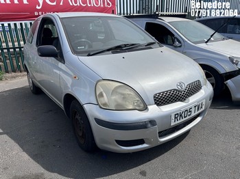 Location: Belvedere - 2005 TOYOTA YARIS T2 3 Door Hatchback REG: RK05TWA, Keys: No, MOT Expiry date: 10/06/2026, 998 Petrol, 5 Speed Manual Petrol, Former Keepers: 6