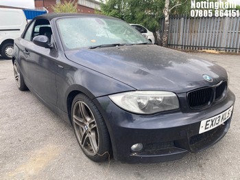 Location: Nottingham - 2013 BMW 118D SPORT PLUS EDITION A Convertible REG: EX13KLS, Keys: No, MOT Expiry date: 21/01/2027, 1995 Diesel, 6 Speed Auto Diesel, Former Keepers: 7