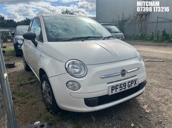 Location: Mitcham - 2010 FIAT 500 POP 3 Door Hatchback REG: PF59GPX, Keys: No, MOT Expiry date: 01/05/2026, 1242 Petrol, 5 Speed Manual Petrol, Former Keepers: 7