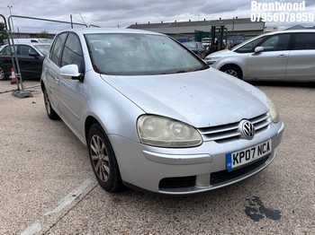 Location: Brentwood - 2007 VOLKSWAGEN GOLF MATCH TDI 105 5 Door Hatchback REG: KP07NCA, Keys: No, MOT Expiry date: 16/12/2025, 1896 Diesel, 5 Speed Manual Diesel, Former Keepers: 4