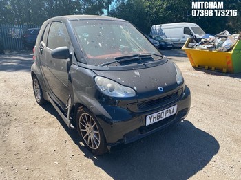 Location: Mitcham - 2010 SMART FORTWO PASSION MHD AUTO Coupe REG: YH60PXA, Keys: No, MOT Expiry date: 26/01/2026, 999 Petrol, 5 Speed Auto Petrol, Former Keepers: 11