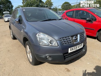Location: Mitcham - 2009 NISSAN QASHQAI N-TEC 5 Door Hatchback REG: VK59VYY, Keys: No, MOT Expiry date: 09/12/2025, 1598 Petrol, 6 Speed Manual Petrol, Former Keepers: 3