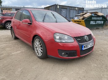Location: Leeds - 2008 VOLKSWAGEN GOLF GT TDI 140 5 Door Hatchback REG: WB07LOZ, Keys: No, MOT Expiry date: 26-08-2025, 1968 Diesel, 6 Speed Manual Diesel, Former Keepers: 7