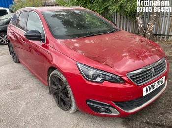 Location: Nottingham - 2016 PEUGEOT 308 GT LINE SW HDI BLUE S ESTATE REG: KM16OYO, 1997cc Diesel, 6 Speed Manual Diesel, Former Keepers: 4, Keys: No, MOT Expiry date: 25/03/2026
