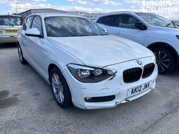 Location: Belvedere - 2012 BMW 116I SE TURBO 5 Door Hatchback REG: AK12JWA, Keys: No, MOT Expiry date: 17.07.2026, 1598 Petrol, 6 Speed Manual Petrol, Former Keepers: 9