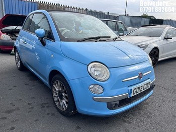 Location: Belvedere - 2012 FIAT 500 C LOUNGE TURBO Convertible REG: GD12CDO, Keys: No, MOT Expiry date: 22/10/2025, 875 Petrol, 5 Speed Manual Petrol, Former Keepers: 2