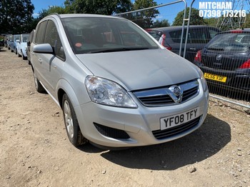 Location: Mitcham - 2008 VAUXHALL ZAFIRA EXCLUSIV MPV REG: YF08TFY, Keys: No, MOT Expiry date: 30/07/2026, 1598 Petrol, 5 Speed Manual Petrol, Former Keepers: 7