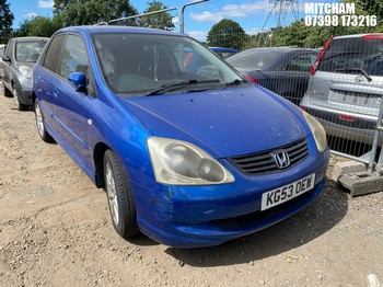 Location: Mitcham - 2003 HONDA CIVIC SE AUTO 5 Door Hatchback REG: KG53OEW, Keys: No, MOT Expiry date: 26/07/2026, 1590 Petrol, 4 Speed Auto Petrol, Former Keepers: 8