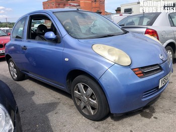 Location: Nottingham - 2005 NISSAN MICRA XS 3 Door Hatchback REG: YS54PPF, Keys: No, MOT Expiry date: 27/04/2027, 1240 Petrol, 5 Speed Manual Petrol, Former Keepers: 11