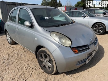 Location: Peterborough - 2004 NISSAN MICRA SE 5 Door Hatchback REG: WU54JWG, Keys: No, MOT Expiry date: 09/09/2026, 1240 Petrol, 5 Speed Manual Petrol, Former Keepers: 7
