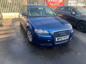 Location: Hayes - 2008 AUDI A3 SPECIAL EDITION 5 Door Hatchback REG: BP57FVT, Keys: No, MOT Expiry date: 10/04/2026, 1595 Petrol, 5 Speed Manual Petrol, Former Keepers: 7