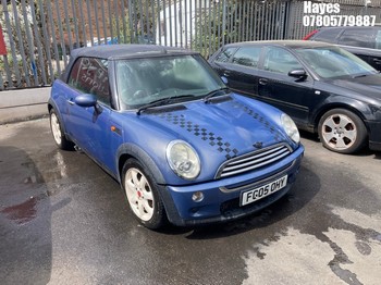Location: Hayes - 2005 MINI MINI COOPER Convertible REG: FG05OHY, Keys: No, MOT Expiry date: 07/02/2026, 1598 Petrol, 5 Speed Manual Petrol, Former Keepers: 9