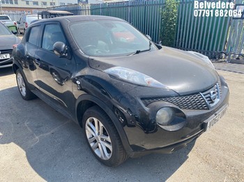 Location: Belvedere - 2012 NISSAN JUKE TEKNA DCI 5 Door Hatchback REG: VO62UNR, Keys: No, MOT Expiry date: 10/03/2027, 1461 Diesel, 6 Speed Manual Diesel, Former Keepers: 9