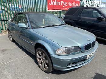 Location: Belvedere - 2003 BMW 318 CI Convertible REG: JAZ5804, Keys: No, MOT Expiry date: 20/12/2024, 1995 Petrol, 5 Speed Manual Petrol, Former Keepers: 4