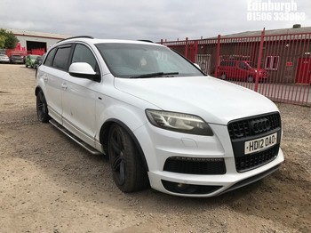 Location: Edinburgh - 2012 AUDI Q7 S LINE + TDI QUATTRO A Estate REG: HD12OAO, Keys: No, MOT Expiry date: 15/08/2026, 2967 Diesel, 8 Speed Auto Diesel, Former Keepers: 3