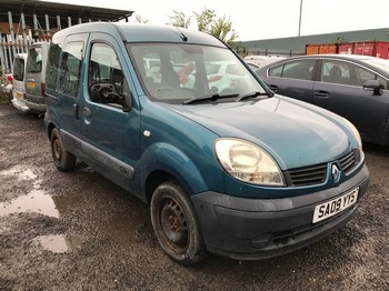 Location: Edinburgh - 2009 RENAULT KANGOO AUTHENTIQUE MPV REG: SA09YYS, Keys: No, MOT Expiry date: 09/02/2026, 1149 Petrol, 5 Speed Manual Petrol, Former Keepers: 6