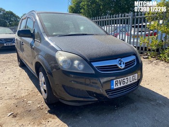 Location: MITCHAM - 2013 VAUXHALL ZAFIRA EXCLUSIV MPV REG: RV63LGL, 1598cc Petrol, 5 Speed Manual Petrol, Former Keepers: 3, Keys: No, MOT: Expiry date03/10/2025