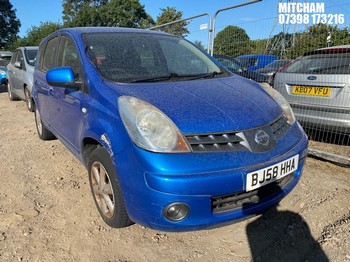 Location: Mitcham - 2008 NISSAN NOTE ACENTA MPV REG: BJ58HHA, Keys: No, MOT Expiry date: 02/03/2027, 1386 Petrol, 5 Speed Manual Petrol, Former Keepers: 8