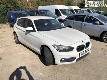 Location: Brentwood - 2016 BMW 118I SPORT 5 Door Hatchback REG: ND66MHM, Keys: No, MOT Expiry date: 04/04/2026, 1499 Petrol, 6 Speed Manual Petrol, Former Keepers: 3