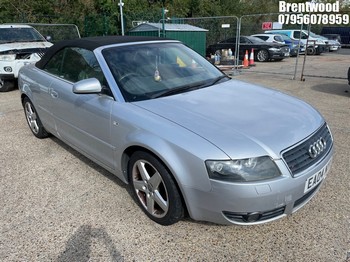 Location: Brentwood - 2004 AUDI A4 T SPORT AUTO Convertible REG: EA04NYX, Keys: No, MOT Expiry date: 21.05.2025, 1781 Petrol, Variable Speed Auto Petrol, Former Keepers: 8