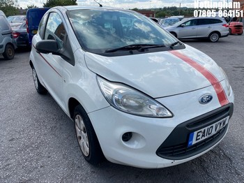 Location: Nottingham - 2010 FORD KA STUDIO 3 Door Hatchback REG: EA10VYW, Keys: No, MOT Expiry date: 01/04/2026, 1242 Petrol, 5 Speed Manual Petrol, Former Keepers: 9