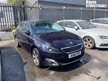 Location: Hayes - 2016 PEUGEOT 308 ALLURE S/S 5 Door Hatchback REG: RX16PZF, Keys: No, MOT Expiry date: 18/09/2026, 1200 Petrol, 6 Speed Manual Petrol, Former Keepers: 6