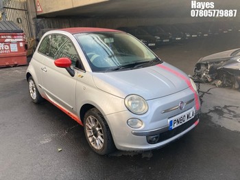 Location: Hayes - 2010 FIAT 500 C LOUNGE Convertible REG: PN60WLA, Keys: No, MOT Expiry date: 16/06/2026, 1242 Petrol, 5 Speed Manual Petrol, Former Keepers: 7