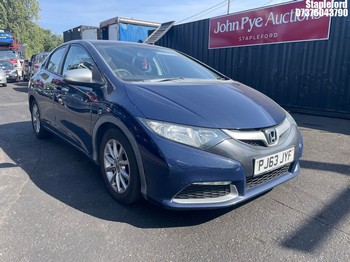 Location: Stapleford - 2013 HONDA CIVIC I-VTEC SE 5 Door Hatchback REG: PJ63JYF, Keys: YES, MOT Expiry date: 15/05/2027, 1798 Petrol, 6 Speed Manual Petrol, Former Keepers: 4