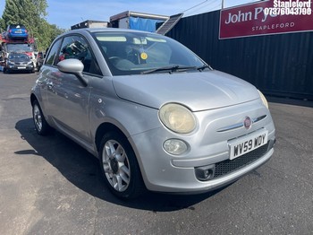 Location: Stapleford - 2009 FIAT 500 SPORT 3 Door Hatchback REG: WV59WDY, Keys: Yes, MOT Expiry date: 17/10/2026, 1242 Petrol, 5 Speed Manual Petrol, Former Keepers: 11
