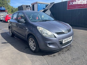 Location: Stapleford - 2009 HYUNDAI I20 CLASSIC 5 Door Hatchback REG: DA59PFX, Keys: Yes, MOT Expiry date: 15/12/2026, 1248 Petrol, 5 Speed Manual Petrol, Former Keepers: 3