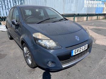 Location: Belvedere - 2012 RENAULT CLIO DYNAMIQUE TOMTOM 16V 5 Door Hatchback REG: GV12LGX, Keys: No, MOT Expiry date: 08/09/2026, 1149 Petrol, 5 Speed Manual Petrol, Former Keepers: 4