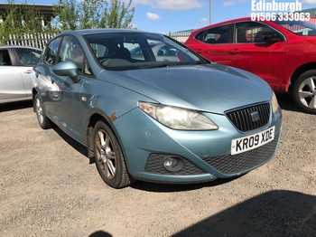 Location: Edinburgh - 2009 SEAT IBIZA SE 5 Door Hatchback REG: KR09XDE, Keys: No, MOT Expiry date: 25/11/2026, 1390 Petrol, 5 Speed Manual Petrol, Former Keepers: 7
