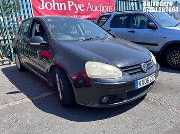 NOTE: ATF Registered Buyers ONLY - Location: Belvedere - 2006 VOLKSWAGEN GOLF GT TDI AUTO 5 Door Hatchback REG: KX06ZCF, Keys: No, 2000 Diesel, 6 Speed Auto Diesel, Former Keepers: 7