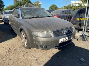 Location: Mitcham - 2004 AUDI A4 T SPORT AUTO Convertible REG: LT04HMF, Keys: No, MOT Expiry date: 30/10/2026, 1781 Petrol, Variable Speed Auto Petrol, Former Keepers: 4
