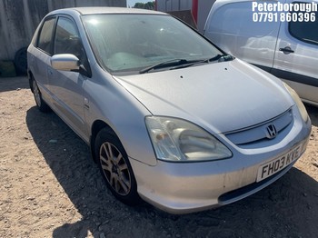 Location: Peterborough - 2003 HONDA CIVIC IMAGINE AUTO 5 Door Hatchback REG: FH03KVE, Keys: No, MOT Expiry date: 10/06/2026, 1590 Petrol, 4 Speed Auto Petrol, Former Keepers: 11