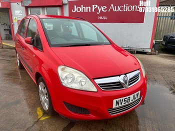 Location: Hull - 2009 VAUXHALL ZAFIRA LIFE MPV REG: NV58JUY, Keys: No, MOT Expiry date: 08/01/2026, 1598 Petrol, 5 Speed Manual Petrol, Former Keepers: 6