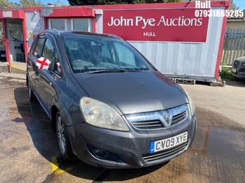 Location: Hull - 2009 VAUXHALL ZAFIRA DESIGN MPV REG: CV09XYE, Keys: No, MOT Expiry date: 21/02/2025, 1598 Petrol, 5 Speed Manual Petrol, Former Keepers: 9