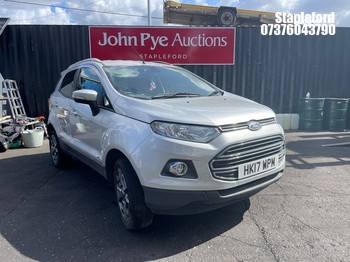 Location: Stapleford - 2017 FORD ECOSPORT TITANIUM TURBO 5 Door Hatchback REG: HK17WPM, 998 Petrol, 5 Speed Manual Petrol, Former Keepers: 6, Keys: No, MOT Expiry date: 19/05/2027