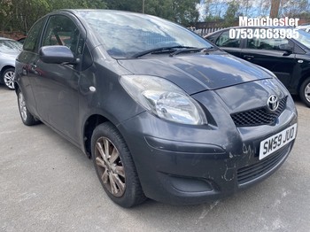 Location: Manchester - 2009 TOYOTA YARIS TR VVT-I 3 Door Hatchback REG: SM59JUO, 1329 Petrol, 6 Speed Manual Petrol, Former Keepers: 8, Keys: No, MOT Expiry date: 22/05/2026