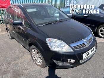 Location: Belvedere - 2011 VAUXHALL ZAFIRA ELITE MPV REG: DS61MHM, Keys: No, MOT Expiry date: 15/04/2025, 1796 Petrol, 5 Speed Manual Petrol, Former Keepers: 7