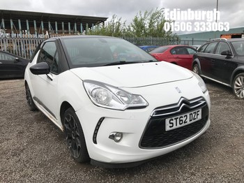 Location: Edinburgh - 2012 CITROEN DS3 DSTYLE + E-HDI 3 Door Hatchback REG: ST62DZF, Keys: No, MOT Expiry date: 11/01/2027, 1560 Diesel, 5 Speed Manual Diesel, Former Keepers: 5