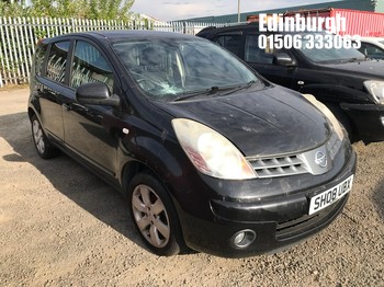 Location: Edinburgh - 2008 NISSAN NOTE TEKNA MPV REG: SH08UBX, Keys: No, MOT Expiry date: 19/08/2025, 1598 Petrol, 5 Speed Manual Petrol, Former Keepers: 4