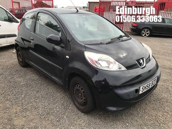Location: Edinburgh - 2008 PEUGEOT 107 URBAN 3 Door Hatchback REG: SH58BZD, Keys: No, MOT Expiry date: 03/06/2026, 998 Petrol, 5 Speed Manual Petrol, Former Keepers: 10